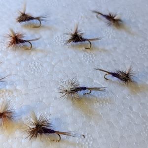 Trout dry flies lures size  14 smoky mountains one dozen (12) purple Haze para